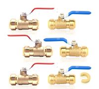 Lead-Free Brass Push Fit Ball Valve - 1/2 Inch & 3/4 Inch - Tool-Free Shutoff for PEX/CPVC/Copper - Certified(3/4 Inch 6Pack)