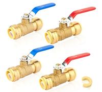 Lead-Free Brass Push Fit Ball Valve - 1/2 Inch & 3/4 Inch - Tool-Free Shutoff for PEX/CPVC/Copper - Certified(1Inch 4Pack)