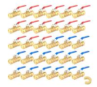 Lead-Free Brass Push Fit Ball Valve - 1/2 Inch & 3/4 Inch - Tool-Free Shutoff for PEX/CPVC/Copper - Certified(1Inch 30Pack)