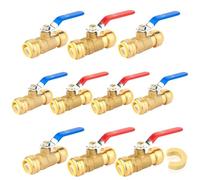 Lead-Free Brass Push Fit Ball Valve - 1/2 Inch & 3/4 Inch - Tool-Free Shutoff for PEX/CPVC/Copper - Certified(3/4 Inch 10Pack)