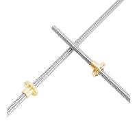 Lead Screw With Nylon Nut, Threaded backlash 2pcs 8mm Diameter Stainless Steel Trapezoidal Screw With Brass Nut T8 Pitch Fully Rod(Pitch 2mm Lead 12mm,200mm)