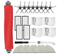 Leadaybetter 21 Pcs Replacement Parts for Roborock Q7 / Q7+ / Q7 Max / Q7 Max+ Vacuum Cleaner, includes 1 Rubber Roller Brush, 4 HEPA Filters, 8 side brushes, 4 Dust Bag, 4 Mop Cloth