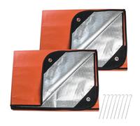 LeadCon 2 Pack Upgrade Survival Blanket - Insulated Thermal Reflective Tarp - 60" x 82". All-Weather, Reusable Emergency Blanket for Car or Camping, Orange