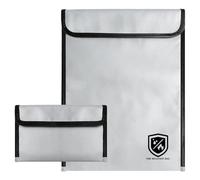 LeadCon 2 Pack Upgraded Fire Resistant Document Bag, 14.6" x 11" Two Pockets Fireproof Bag with Waterproof Sealed Zipper, 8" x 5" Fire proof Wallet Important Document Storage