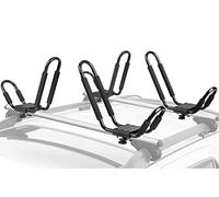 Leader Accessories Kayak Rack 2 Pair J Bar for Canoe Surf Board SUP On Roof Top Mount Crossbar with 4 pcs Tie Down Straps