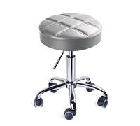 Leader Accessories Swivel beauty Stool Round Rolling Stools Adjustable Work Stool with 5 Wheels (Light Grey/seat cushion Φ14)