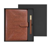 Leader Appreciation Gift Set, A5 PU Leather Notebook with Pen Gift Box, 200 Pages 100 Gsm Thank You Gift for Boss Manager Mentor Supervisor, 6-Ring Refillable Journal Diary for Work Office, Brown