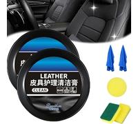 Leader Cleaning and Care Cream, Cleaning Paste for Leather Care, Leather Repair Kit Car Interior, Restore Gloss and Protect Car Interior Materials, Leather Care Paste, For Car, Furniture (2PC)