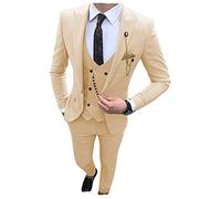 Leader of the Beauty 3 Pieces Fashion Men's Suits One Button Prom Suits Slim Fit Party Tuxedos Notch Lapel Groom Wedding Suits 48 chest/42waist Champagne