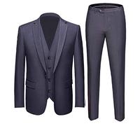 Leader of the Beauty Men's 3 Pieces Business Suit Peak Lapel Wedding Suits One Button Groom Tuxedos Evening Party Suits Dark Grey 40 chest/34waist