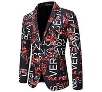 Leader of the Beauty Mens Jacket Blazer Notch Lapel Long Sleeve Single Breasted Print Casual Jackets Costumes Red