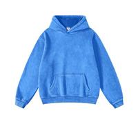 Leader of the Beauty Mens Oversized Hoodies Streetwear Unisex Acid Wash Sweatshirt Sports Pullover Sweatshirt with Pocket Blue