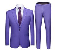 Leader of the Beauty Men's Peak Lapel Business Suit 2 Pieces Wedding Suits One Button Groom Tuxedos Evening Party Suits Lilac 50 chest/44waist