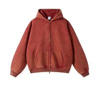 Leader of the Beauty Oversized Sweatshirts for Men Full Zip Up Hoodies Heavy Cotton Pullover Drop Shoulder Casual Unisex Hoodies Maroon