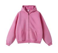 Leader of the Beauty Oversized Sweatshirts for Men Full Zip Up Hoodies Heavy Cotton Pullover Drop Shoulder Casual Unisex Hoodies 2025 Pink