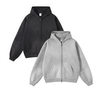 Leader of the Beauty Oversized Sweatshirts for Men Full Zip Up Hoodies Heavy Cotton Pullover Drop Shoulder Casual Unisex Hoodies