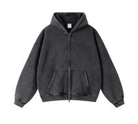 Leader of the Beauty Oversized Sweatshirts for Men Full Zip Up Hoodies Heavy Cotton Pullover Drop Shoulder Casual Unisex Hoodies Black