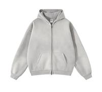 Leader of the Beauty Oversized Sweatshirts for Men Full Zip Up Hoodies Heavy Cotton Pullover Drop Shoulder Casual Unisex Hoodies Light Grey