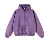 Leader of the Beauty Oversized Sweatshirts for Men Full Zip Up Hoodies Heavy Cotton Pullover Drop Shoulder Casual Unisex Hoodies 2025 Purple