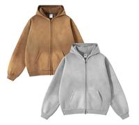 Leader of the Beauty Oversized Sweatshirts for Men Full Zip Up Hoodies Heavy Cotton Pullover Drop Shoulder Casual Unisex Hoodies