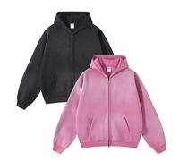Leader of the Beauty Oversized Sweatshirts for Men Full Zip Up Hoodies Heavy Cotton Pullover Drop Shoulder Casual Unisex Hoodies