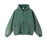 Leader of the Beauty Oversized Sweatshirts for Men Full Zip Up Hoodies Heavy Cotton Pullover Drop Shoulder Casual Unisex Hoodies Dark Green