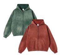 Leader of the Beauty Oversized Sweatshirts for Men Full Zip Up Hoodies Heavy Cotton Pullover Drop Shoulder Casual Unisex Hoodies