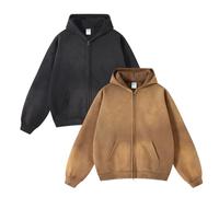 Leader of the Beauty Oversized Sweatshirts for Men Full Zip Up Hoodies Heavy Cotton Pullover Drop Shoulder Casual Unisex Hoodies