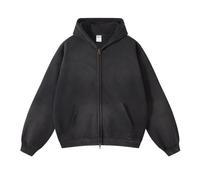 Leader of the Beauty Oversized Sweatshirts for Men Full Zip Up Hoodies Heavy Cotton Vintage Aged Sweatshirt Casual Unisex Hoodies 2025 Black