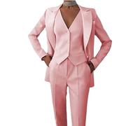 Leader of the Beauty Women's 3-Piece Office Lady Suit - Blazer, Vest, Pants in Pink