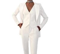 Leader of the Beauty Women's 3-Piece Office Lady Suit - Blazer, Vest, Pants in White