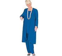 Leader of the Beauty Women's 3 Pieces Pants Suit Outfit Chiffon Dress Suit for Mother of The Bride Formal Gowns Plus Size 20 Blue