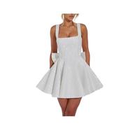 Leader of the Beauty Women's Glitter Dress Sequins Party Cocktail Sparkly Dress Clubwear Evening Dresses with Bow White