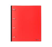 Leaderpapel Folder 4 Round Rings 25mm Polypropylene DIN A4 Ultra Compact with Extendable Spine 4 cm (Red)