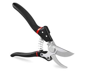 LeaderPro Pruning Shears and Secateurs, Aluminium Garden Hand Bypass Pruners, Sharp Pruning Scissors/Gardening Tool, with Spare Spring and Blade, Ergonomic Comfort, Security Upgrade, Black