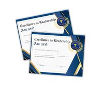 Leadership Excellence Award Certificate 30pk 8.5x11” Appreciation Graduation Character Best Most Likely to High School Teacher Classroom