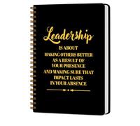 Leadership Spiral Notebook, 160 Pages A5 Golden Lined Wide Ruled Spiral Notebook for Note Taking Meeting, Notebooks & Writing Pads, Leadership Gifts for Boss Manager, Notebooks for Work Office College