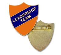 Leadership Team Shield Badge, Orange and Blue Enamel, Metal Pin