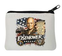 Leadership Wisdom from Eisenhower Neoprene Coin Purse Pouch 10x11cm White