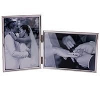 LEADEX Vertical Horizontal Combo- Double 5 by 7 Inch Metal Folding Picture Frames-(1 Landscape and 1 Portrait Style) (Silver)