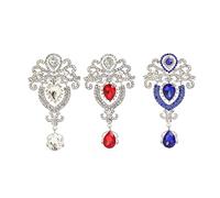Leadigol 3PCS Vintage Rhinestone Flower Brooch,Crystal Teardrop Brooch Large Gorgeous Brooch Pin Elegant Brooch Pin for Women