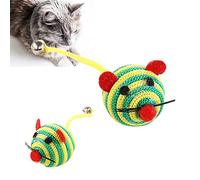 Leadigol 4PCS Cat Toy Mice,Hand Knitted Rainbow Cat Toys Balls,Pet Accessories Nylon Rope Pet Supplies Interactive Kitten for Small Cat Pet Training Toy Sound Cat Throw Toys