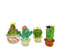 Leadigol Cute Crystal Art Cactus Figurines, Handmade Glass Cactus Ornaments, Desktop Craft Adornment, Desert Plants Miniature Figurines for Home Decor, Computer, Desktop