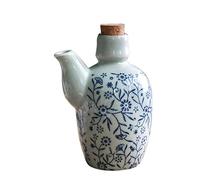 Leadigol Japanese Style Ceramics Olive Bottle,Ceramic Oil Soy Sauce Dispenser,Blue and White Porcelain Oil Dispenser,Japanese Soy Pot Condiment Storage Vinegar Dispenser