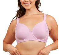 Leading Lady Brigitte Full Coverage Underwire T-Shirt Bra - Molded, Padded, Seamless Bra. Includes Plus Size Bras For Women, Orchid Bouquet, 50A