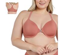 LEADING LADY, Luna, Underwire Bra, Front-Closure, Mesh Racerback, Lightly Padded Cups, Smoothing, Bras for Women, 34A-46DDD, Canyon Clay, 50A