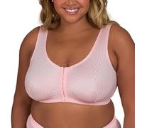 Leading Lady, Marlene, Front-Closure Bra for Women, Wireless, Full Coverage, Wide Straps, Breathable, Unlined, Silky, 36B-52G, Crystal Pink, 38DD/F