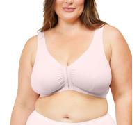 Leading Lady, Meryl, Front-Closure Cotton Bra, Comfort Sleep for Women, Breathable, Unlined, Full Coverage, Wireless, 36A-56H, Pink, 34E/FF