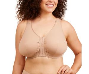 Leading Lady, Meryl, Front-Closure Cotton Bra, Comfort Sleep for Women, Breathable, Unlined, Full Coverage, Wireless, 36A-56H, Warm Taupe, 48E/FF