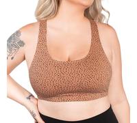 Leading Lady Sports Bra for Women - The Serena Wirefree Sports Bra, Mocha Leo Dot, 54DD/G